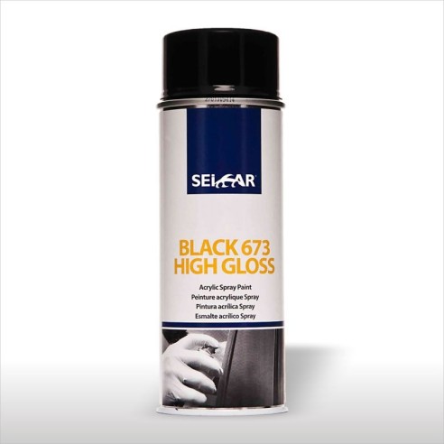 Spray Acrílico SEICAR Black 673 Negro Brillante 400ml PTX673