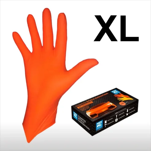 Guantes de Nitrilo Naranja Especial Mecánicos Talla XL (50 unidades)