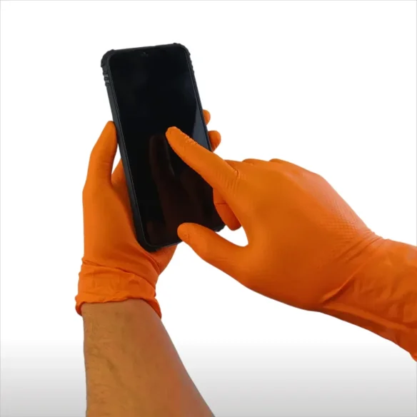 Guantes de Nitrilo Naranja Especial Mecánicos Talla XL (50 unidades)