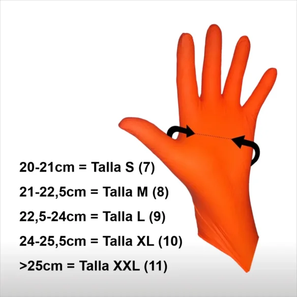 Guantes de Nitrilo Naranja Especial Mecánicos Talla L (50 unidades)