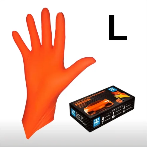 Guantes de Nitrilo Naranja Especial Mecánicos Talla L (50 unidades)