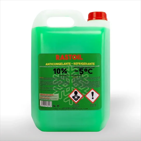 Anticongelante Orgánico Rastoil 10% 5L Refrigerante Verde (4 unidades)