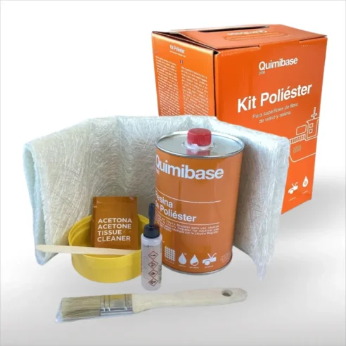 Kit de Reparación de Fibra de Vidrio QUIMIBASE 1Kg Resina de Poliéster