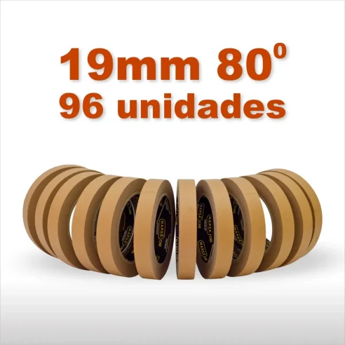 Caja de Cintas de Enmascarar M.A.P.S.A. CAR Marrón 19mm 96 Rollos 80 Grados