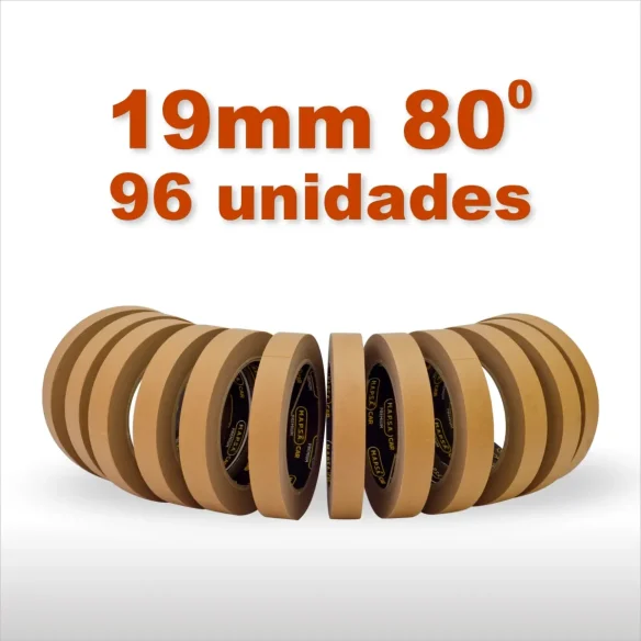 Caja de Cintas de Enmascarar M.A.P.S.A. CAR Marrón 19mm 96 Rollos 80 Grados