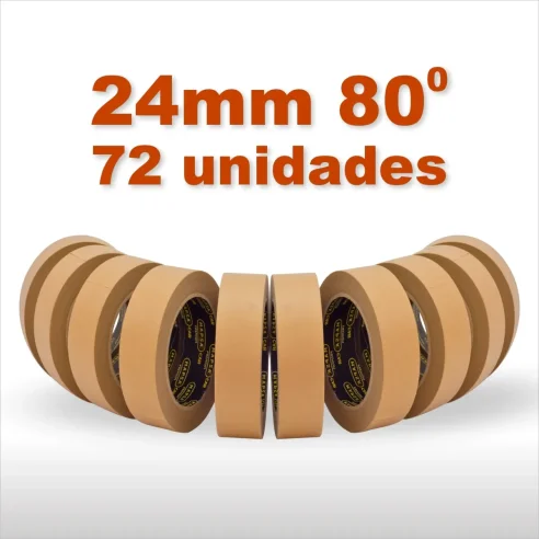 Caja de Cintas de Enmascarar M.A.P.S.A. CAR Marrón 24mm 72 Rollos 80 Grados