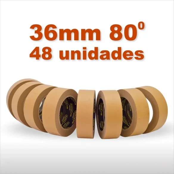 Caja de Cintas de Enmascarar M.A.P.S.A. CAR Marrón 36mm 48 Rollos 80 Grados