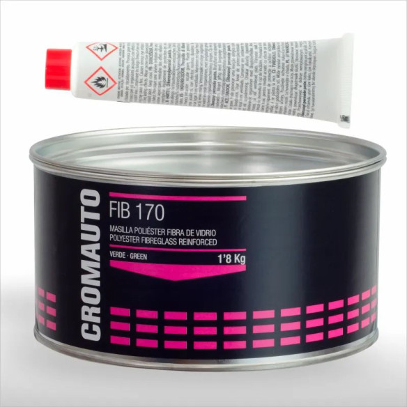 Masilla Poliéster Fibra de Vidrio CROMAUTO FIB 170 Verde 1Kg