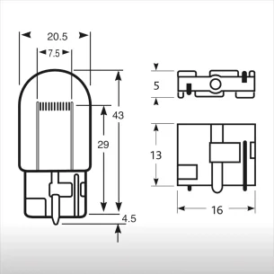 Lámpara WEDGE 12V 21W T20 W21W W3X16D 2