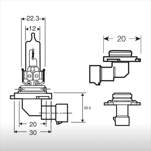 Lámpara Halógena 12V 60W Faro HB3 P20T 9005
