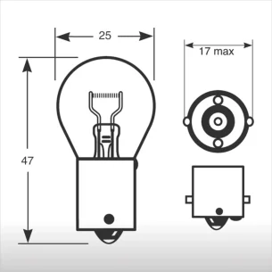Lámpara STOP 12V 21W Ámbar P21W BA15S 2