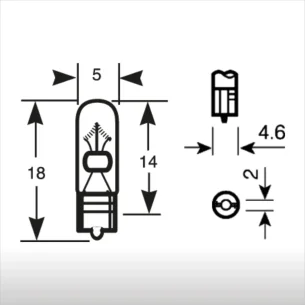 Lámpara WEDGE 12V 1,2W T5 W2X4,6D 2