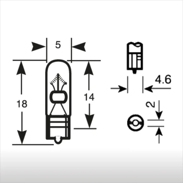 Lámpara WEDGE 12V 1,2W T5 W2X4,6D