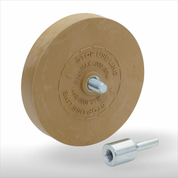 Rueda de Goma Quita Adhesivos con Adaptador a Taladro