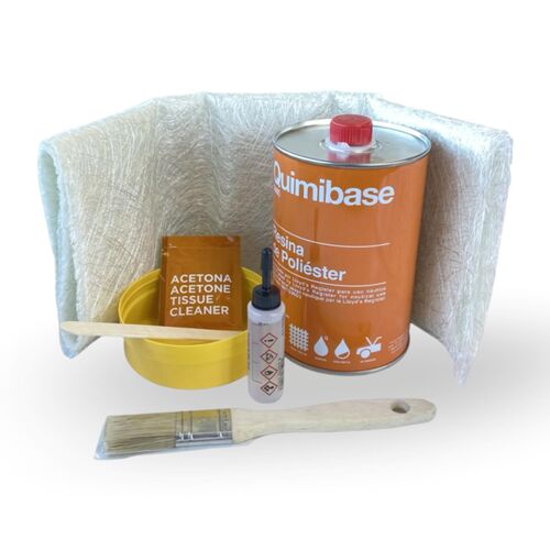 Kit de Reparación de Fibra de Vidrio QUIMIBASE 1Kg Resina de Poliéster