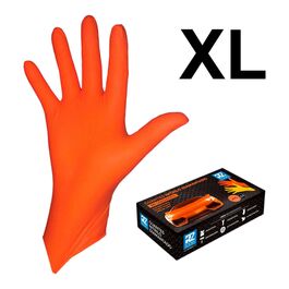Guantes de Nitrilo Naranja Talla XL (50 unidades) Especial Mecánicos 