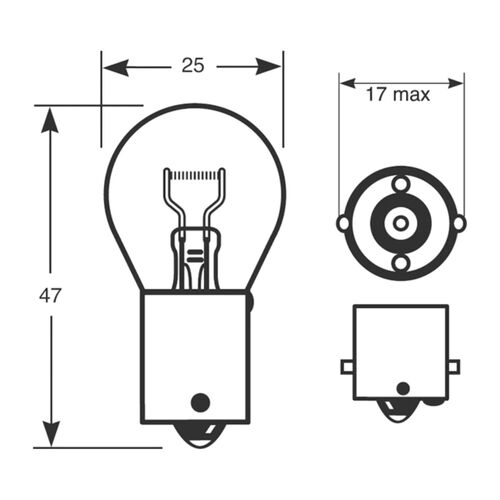 Lámpara 1 Polo Centrada 12V 21W S25 P21W BA15S