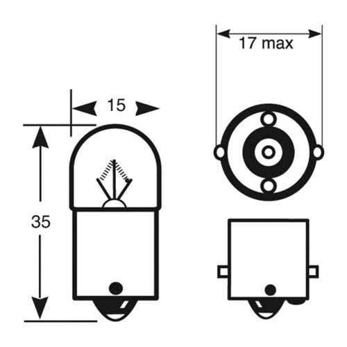 Lámpara 1 Polo Centrada 12V 10W G18 BA15S