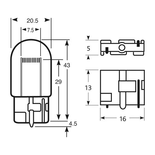 Lámpara WEDGE 12V 21W T20 W21W W3X16D