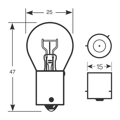 Lámpara 1 Polo Descentrada 12V 21W S25 P21W BAU15S