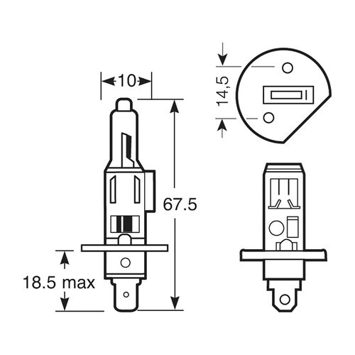 Lámpara Halógena 12V 55W Faro H1 P14,5S