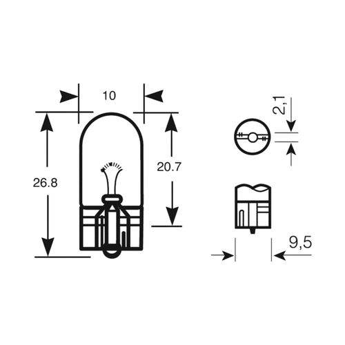 LAMPARA T10 12V 3W W2,1X9,5D W3W